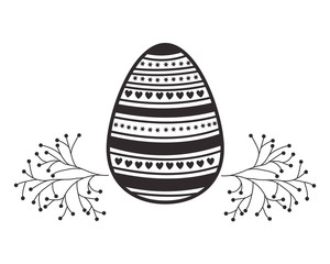 easter egg flowers and leafs isolated icon