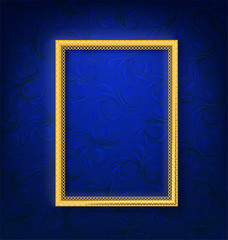 vintage gold picture frame on blue wall