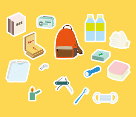 Illustration of a set of emergency carry bags.