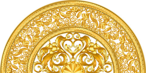 golden ornamental half segment on white