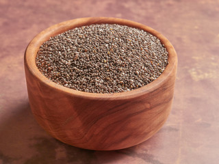 A bowl of chia seeds (Salvia hispanica)