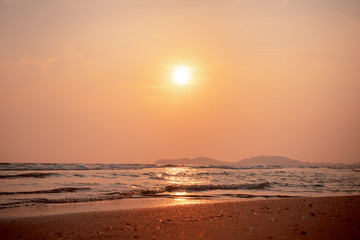 Fototapeta premium Beautiful cloudscape over the sea, The people are on the beach