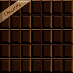 Seamless background. Texture of dark chocolate with a pattern of a cell. 3D vector. High detailed realistic illustration