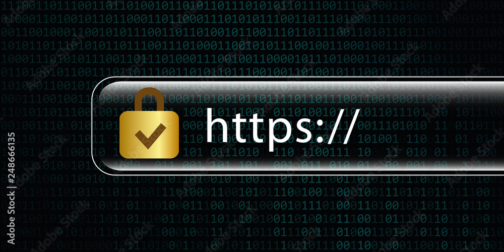 Poster https secure internet connection binary code background vector illustration eps10