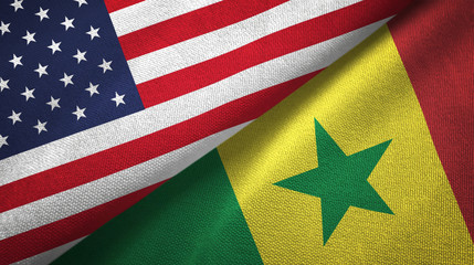 United States and Senegal two flags textile cloth, fabric texture © Aleks Taurus