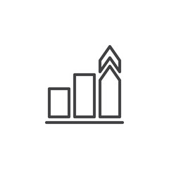 Growth chart line icon. linear style sign for mobile concept and web design. Growing chart outline vector icon. Financial bar chart symbol, logo illustration. Pixel perfect vector graphics