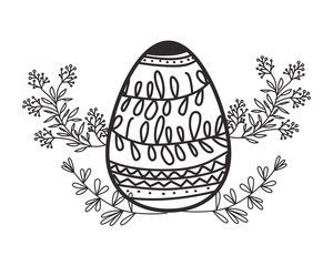 easter egg flowers and leafs isolated icon