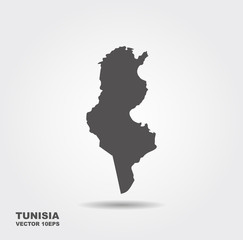 Vector map Tunisia. Flat vector icon with shadow