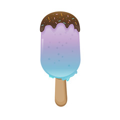 Colorful icecream stick  chocolate topping on white background. Vector illustration
