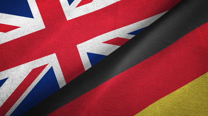 United Kingdom and Germany two flags textile cloth, fabric texture