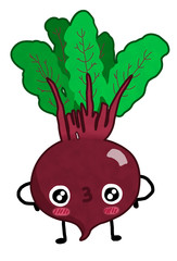 Kawaii vegetable beet with face and legs