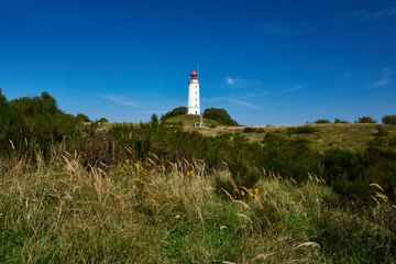 postcard lighthouse on isle of Hiddensee in summer