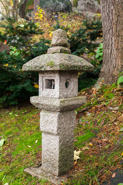 Japanese stone lanterns in Sapokka park in Kotka, Finland