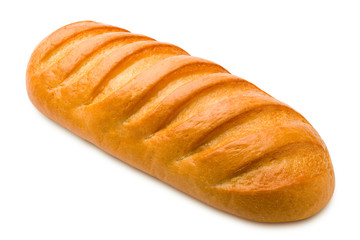 bread, long loaf, isolated on white background, clipping path, full depth of field