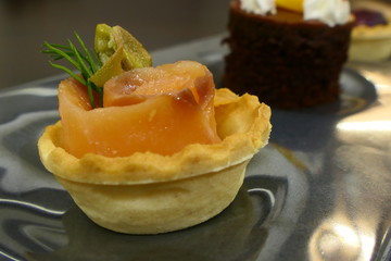 A small salmon Petit in an edible pastry