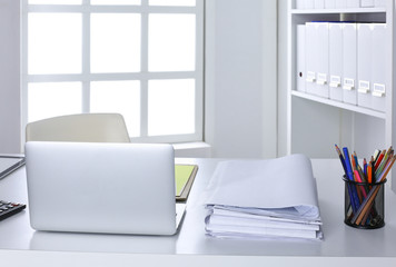 Workspace desktop, documents on the office table