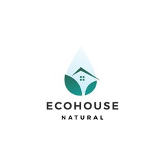 drop water eco house logo vector icon