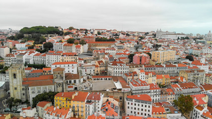 Naklejka na ściany i meble Aerial view of Lisbon in autumn, Portugal