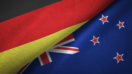 Germany and New Zealand two flags textile cloth, fabric texture