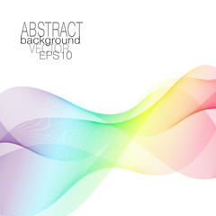 Rainbow waveform. Line art pattern in spectral hues, veil, scarf imitation. Elegant shiny background. Vector waving multicolored design element. Square abstract modern template for creative concepts