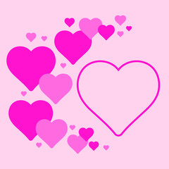 Hearts pattern, symbol background. Valentine's day and Mother's day card prink, pink, red colors. Love banner Illustration. Wedding greeting card