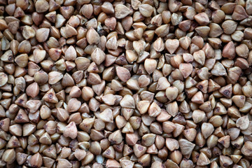 Grain buckwheat texture. Concept food background. View from above.