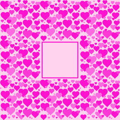 Hearts pattern, symbol background. Valentine's day and Mother's day card prink, pink, red colors. Love banner Illustration. Wedding greeting card