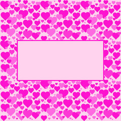 Hearts pattern, symbol background. Valentine's day and Mother's day card prink, pink, red colors. Love banner Illustration. Wedding greeting card