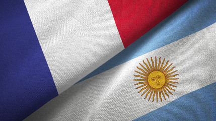 France and Argentina two flags textile cloth, fabric texture