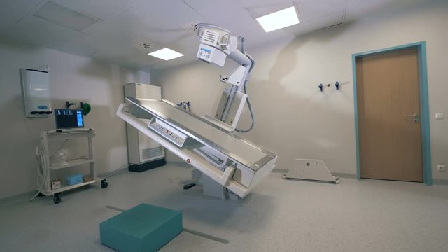 A spinning tomography scanner, close up.