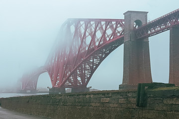 bridge under heavy fog