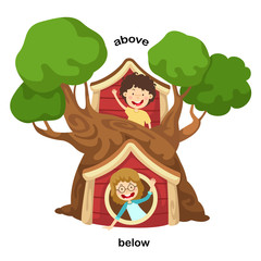 Opposite below and above vector illustration