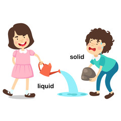 Opposite words liquid and solid vector illustration