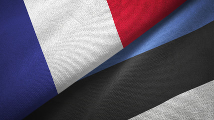 France and Estonia two flags textile cloth, fabric texture