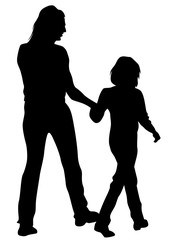 Mature with little child on white background