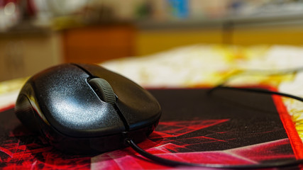 Computer mouse rug close-up clip accessory black button
