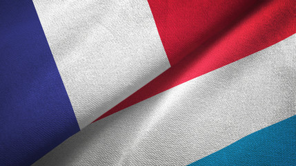 France and Luxembourg two flags textile cloth, fabric texture - obrazy, fototapety, plakaty