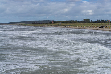 Storm at the German Baltic Sea with high waves