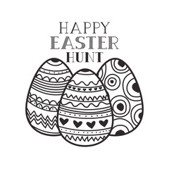 happy easter hunt label isolated icon