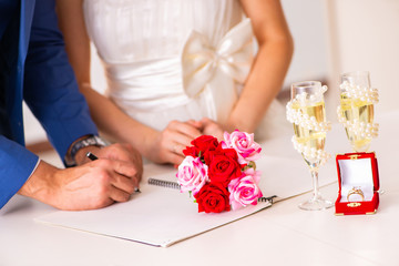 Wedding ceremony with wife and husband