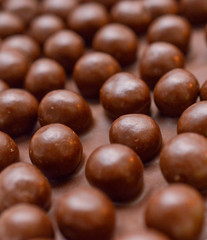 sweet chocolate balls, candies, sweet food, shallow dof
