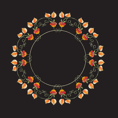 Floral decorative elements in jacobean embroidery style