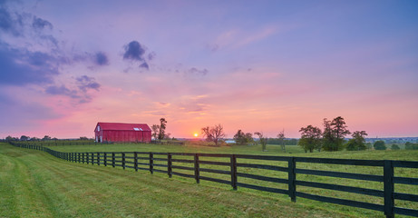 Red Barn at Sunset