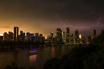 Fototapeta na wymiar Brisbane City during storm, Australia