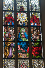 The stained glass of the parish Church of Melk  in Austria