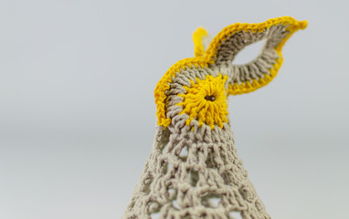 Crochet bunny on light background