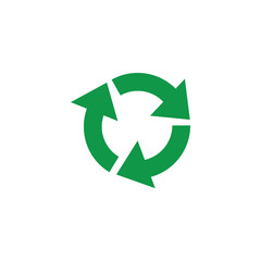 Green recycling sign vector illustration - circle arrows environmental protection symbol.