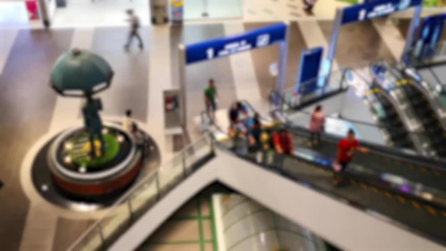 Background Blur People are using escalators in department stores To buy products or shopping.