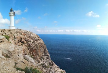 Fototapeta na wymiar lighthouse cap de barbaria in formentera on the cliff