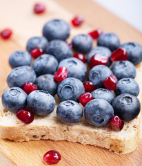 Fresh delicious homemade Sandwich with berry fruits